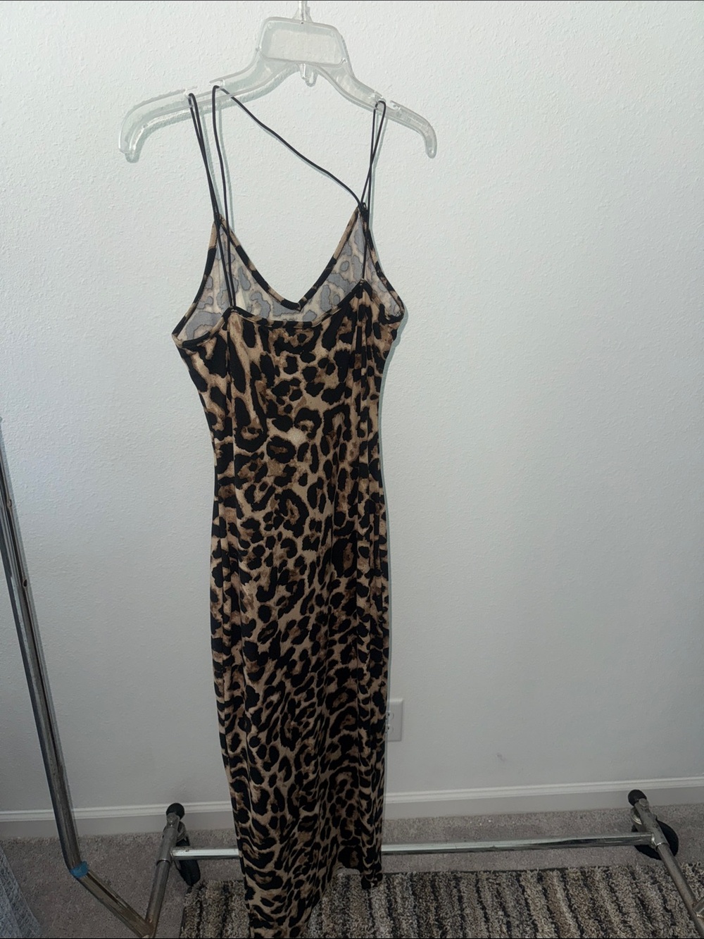 Leopard Print bodycon Dress — Tan & Black Strappy Maxi - Picture 2 of 3